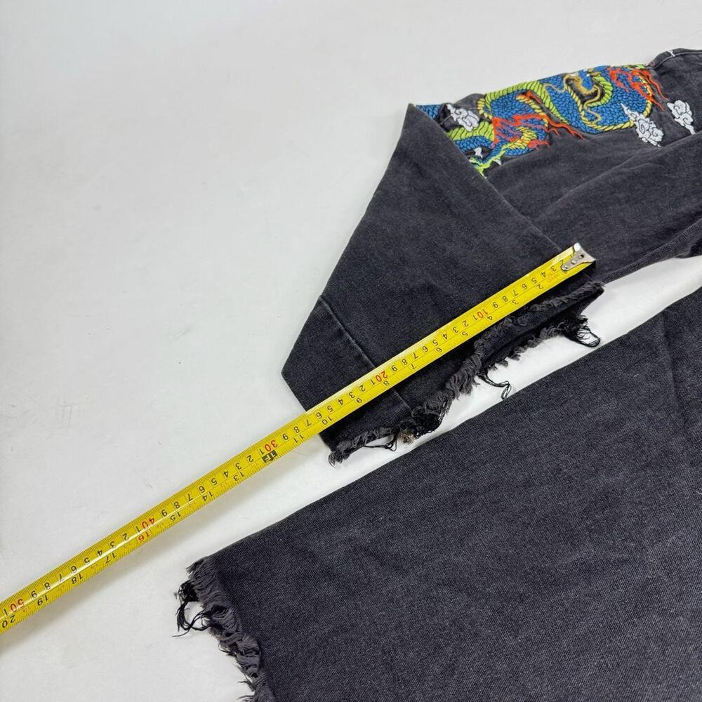 Vintage y2k distressed grunge skater baggy embroidered wide leg jeans - Picture 4 of 5
